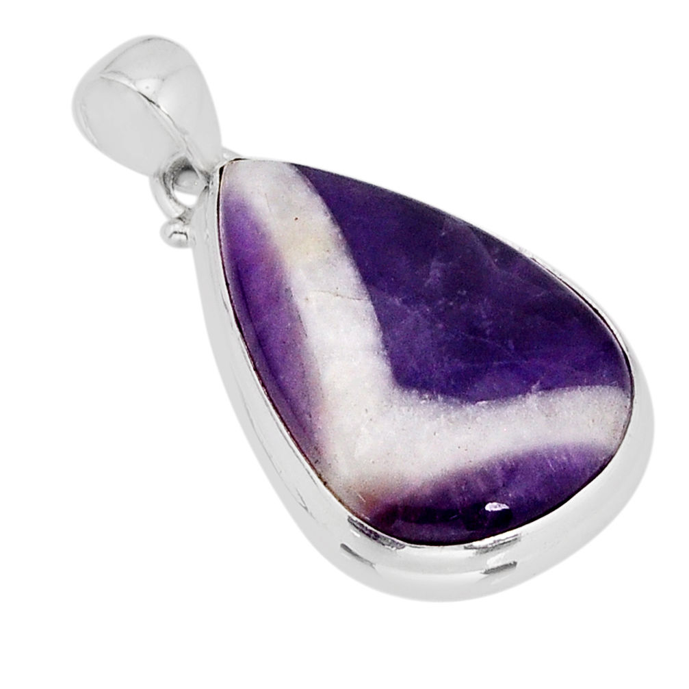 21.42cts natural purple chevron amethyst pear 925 sterling silver pendant y75328
