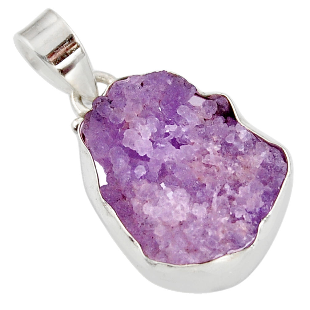 14.12cts natural purple grape chalcedony 925 sterling silver pendant d39253