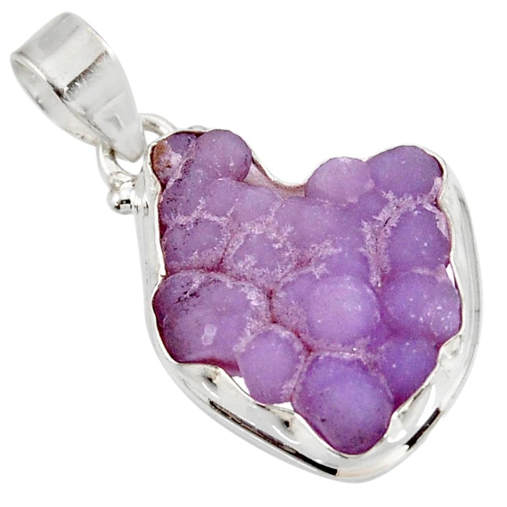 15.62cts natural purple grape chalcedony 925 sterling silver pendant d39257