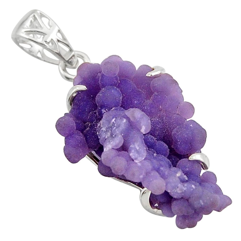 19.40cts natural purple grape chalcedony 925 sterling silver pendant d47414