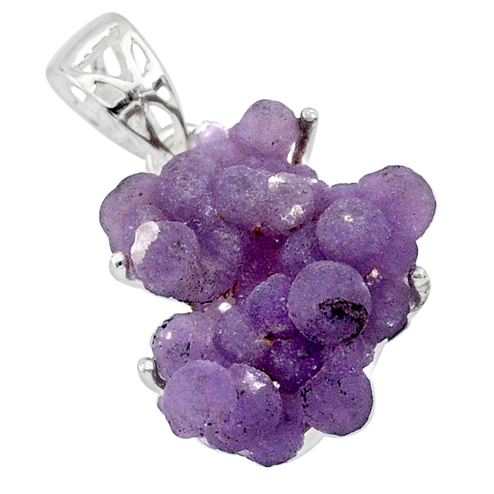 13.70cts natural purple grape chalcedony 925 sterling silver pendant r71685