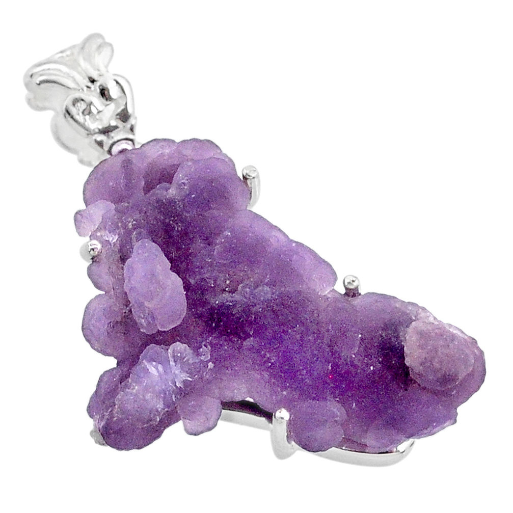 16.28cts natural purple grape chalcedony 925 sterling silver pendant r71702