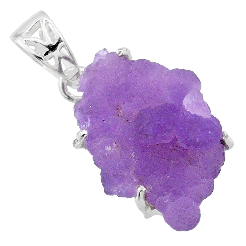 13.08cts natural purple grape chalcedony 925 sterling silver pendant r71713