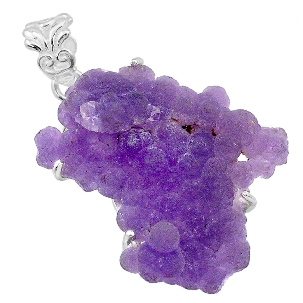 22.87cts natural purple grape chalcedony 925 sterling silver pendant r71715