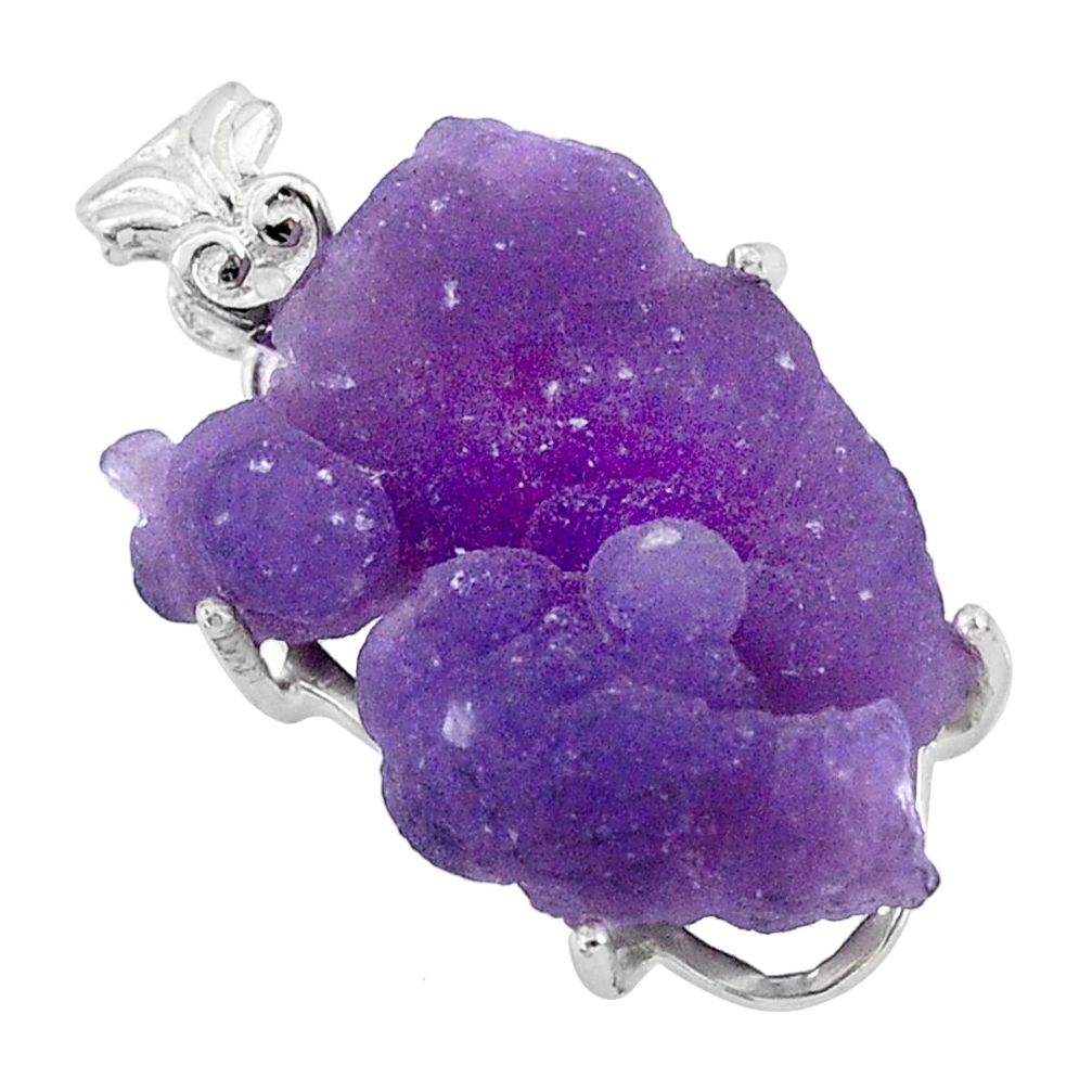 18.88cts natural purple grape chalcedony 925 sterling silver pendant r71719