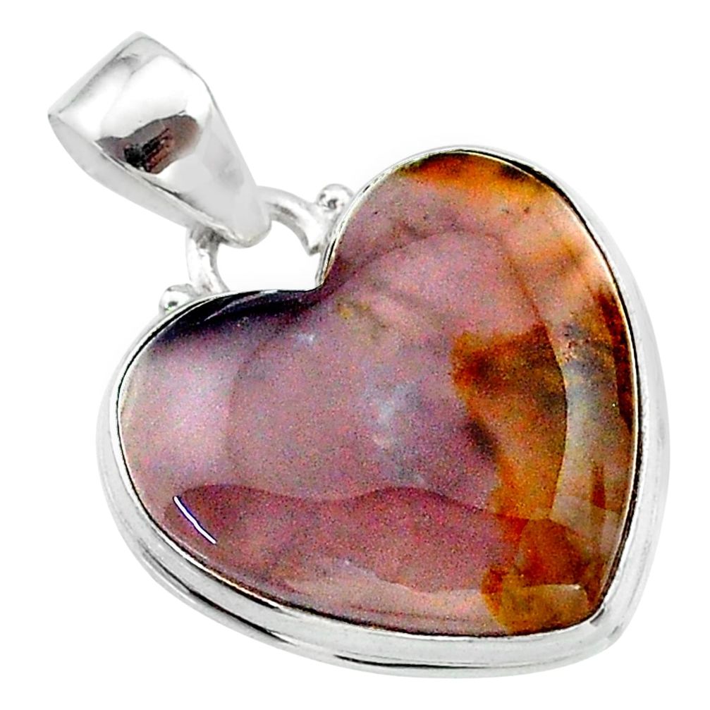 17.15cts heart purple grape chalcedony 925 sterling silver pendant t22931