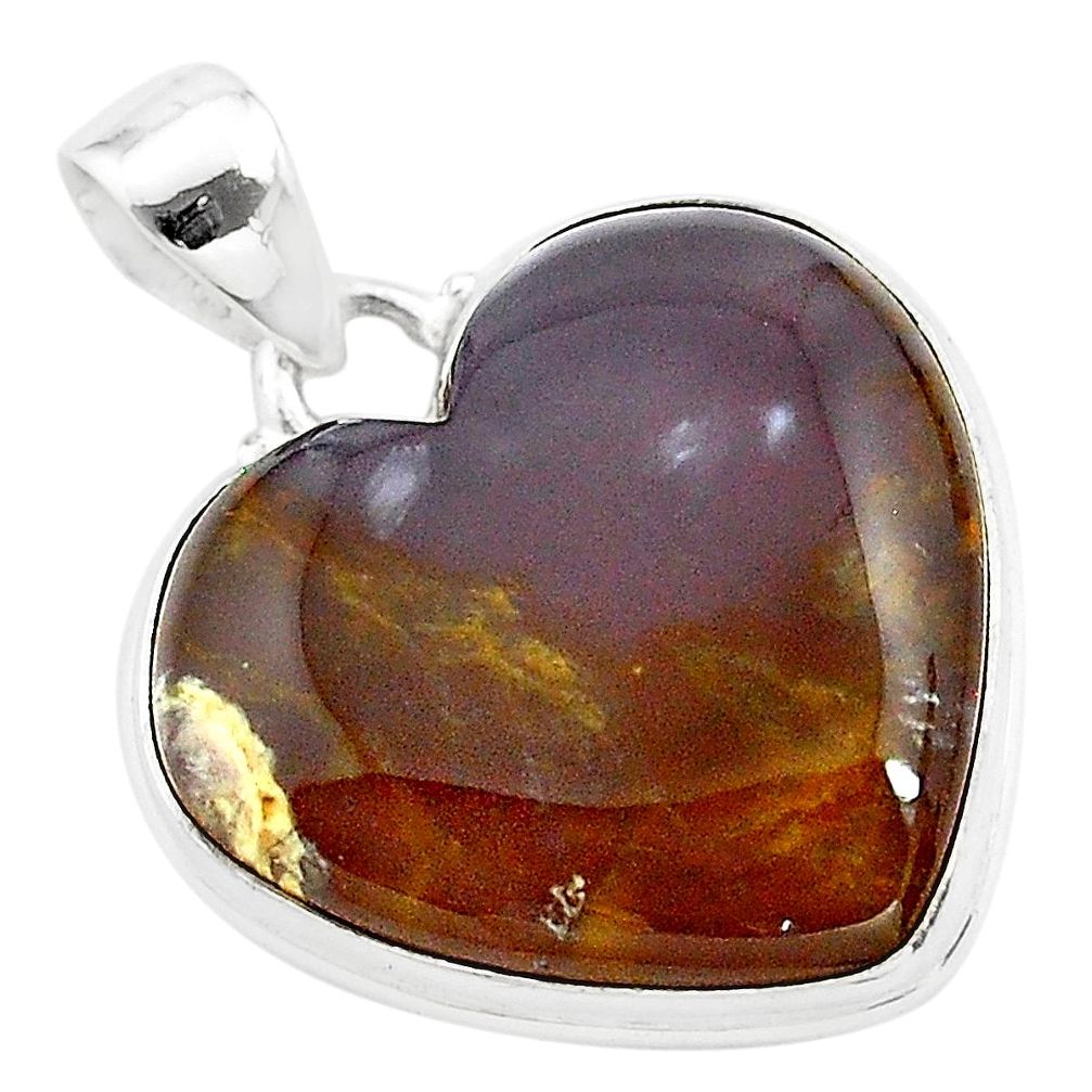 17.65cts heart purple grape chalcedony 925 sterling silver pendant t22957