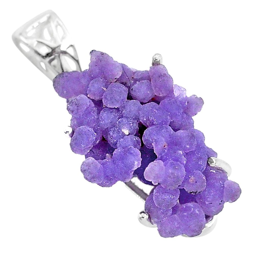 14.28cts natural purple grape chalcedony 925 sterling silver pendant t6450