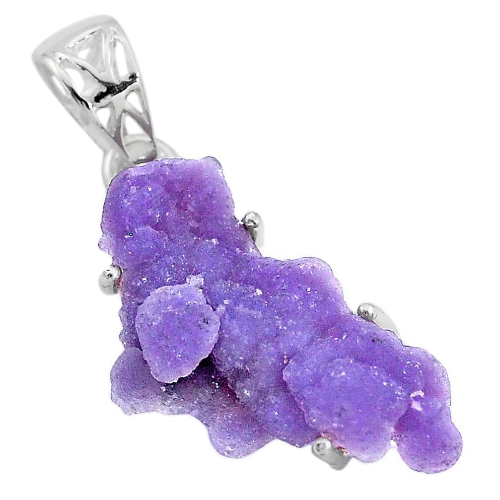 12.71cts natural purple grape chalcedony 925 sterling silver pendant t6456