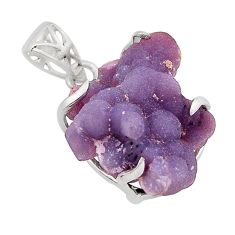 17.50cts natural purple grape chalcedony 925 sterling silver pendant y94277