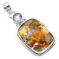 17.22cts natural purple grape chalcedony amethyst 925 silver pendant t22897