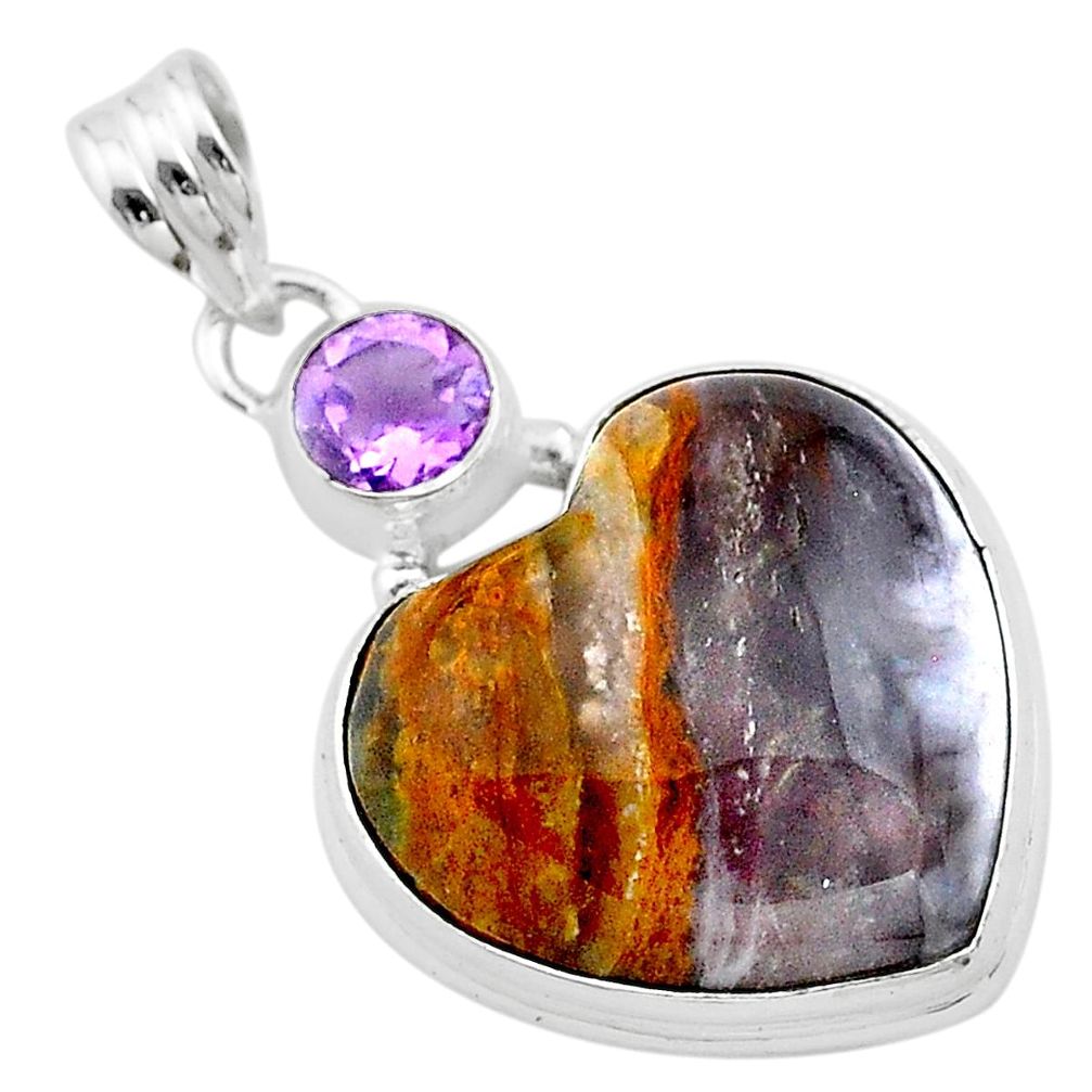 18.15cts natural purple grape chalcedony amethyst 925 silver pendant t23128