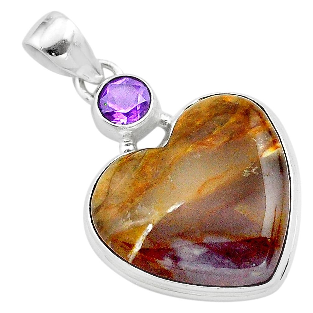 22.23cts natural purple grape chalcedony amethyst 925 silver pendant t23129