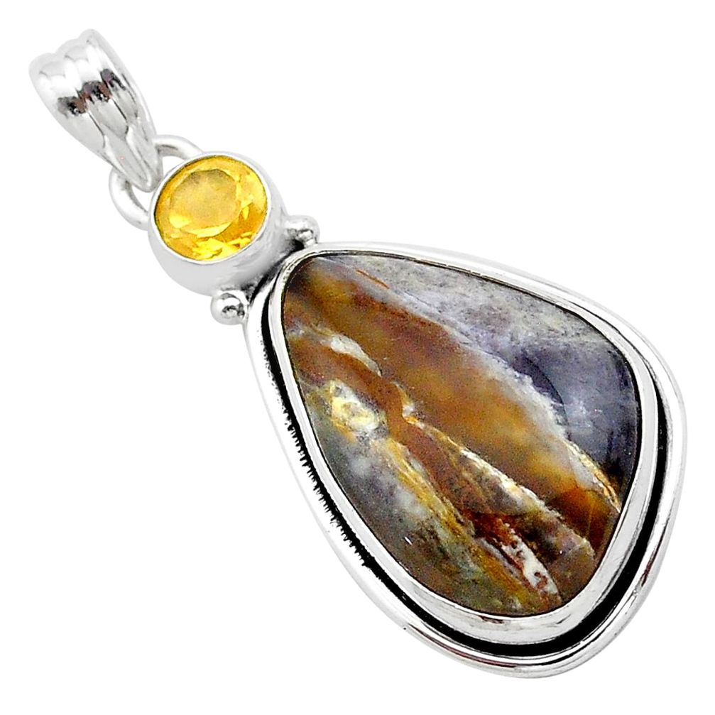 16.20cts natural purple grape chalcedony citrine 925 silver pendant t22907