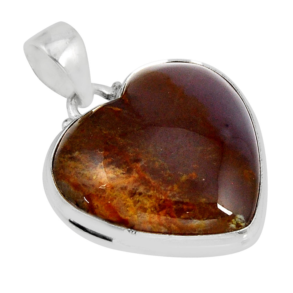 18.89cts natural Cacoxenite heart shape sterling silver pendant y55415