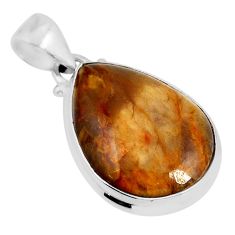 14.14cts natural Cacoxenite pear 925 sterling silver pendant y55402