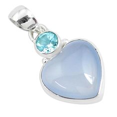 Clearance Sale- 14.72cts natural purple grape chalcedony topaz 925 silver heart pendant p47145