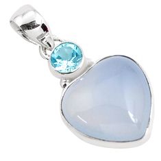 Clearance Sale- 15.67cts natural purple grape chalcedony topaz 925 silver heart pendant p47148