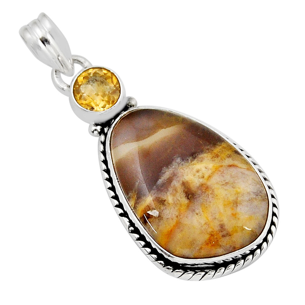 17.42cts natural purple grape chalcedony yellow citrine silver pendant y52509