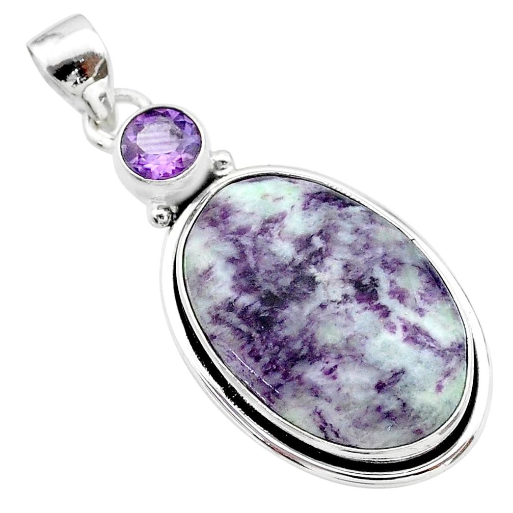 17.18cts natural purple kammererite amethyst 925 sterling silver pendant t22867