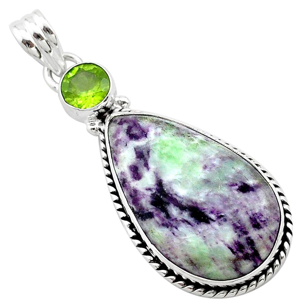 16.20cts natural purple kammererite peridot 925 sterling silver pendant t22825