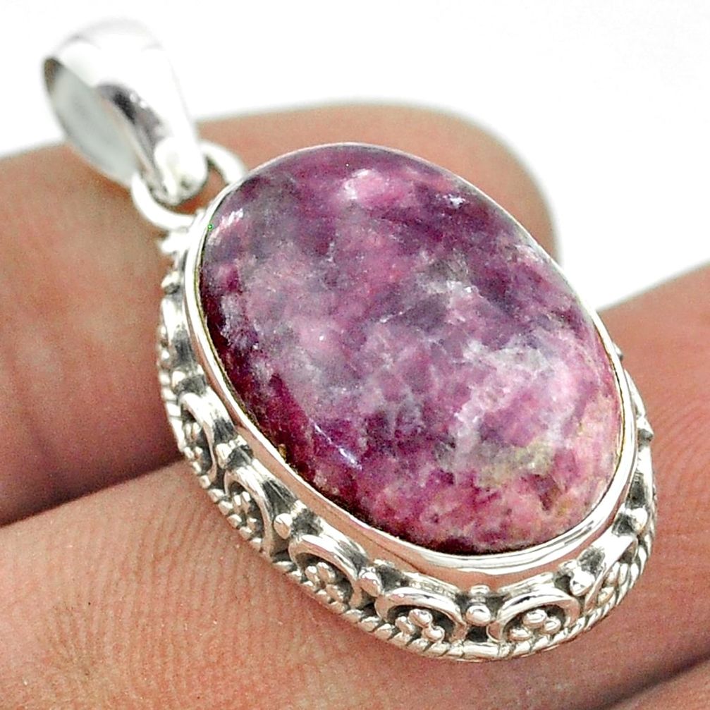 16.46cts natural purple lepidolite 925 sterling silver pendant jewelry t53281