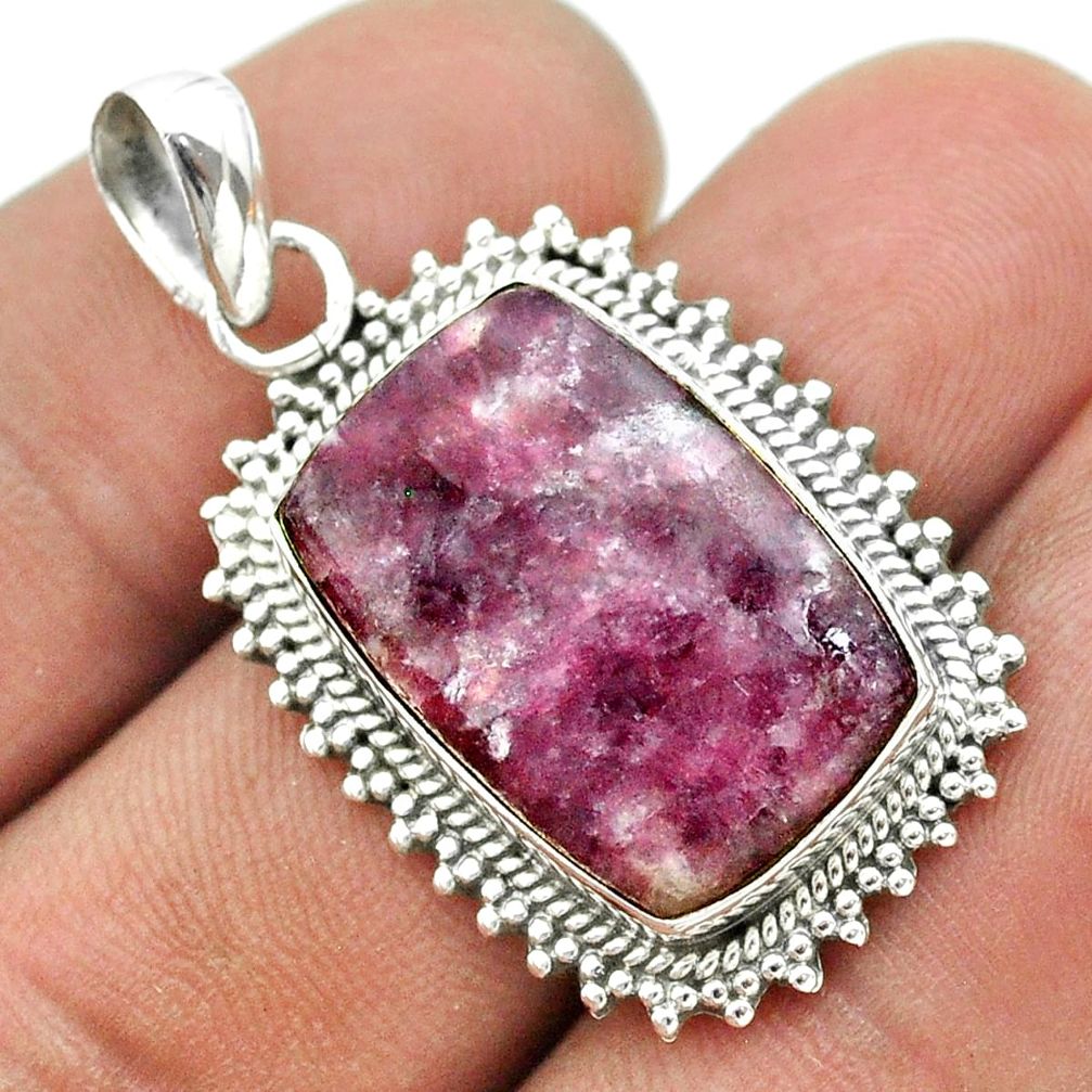 15.39cts natural purple lepidolite 925 sterling silver pendant jewelry t53282