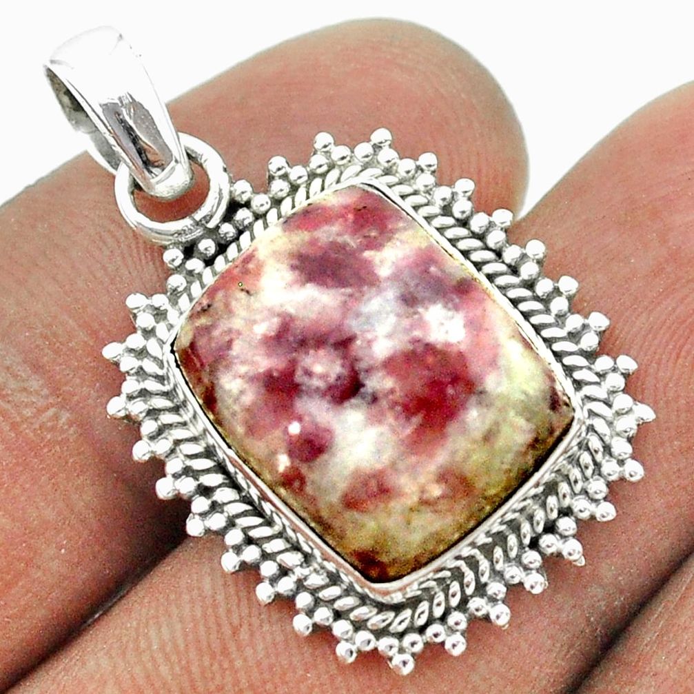 9.04cts natural purple lepidolite 925 sterling silver pendant jewelry t53284