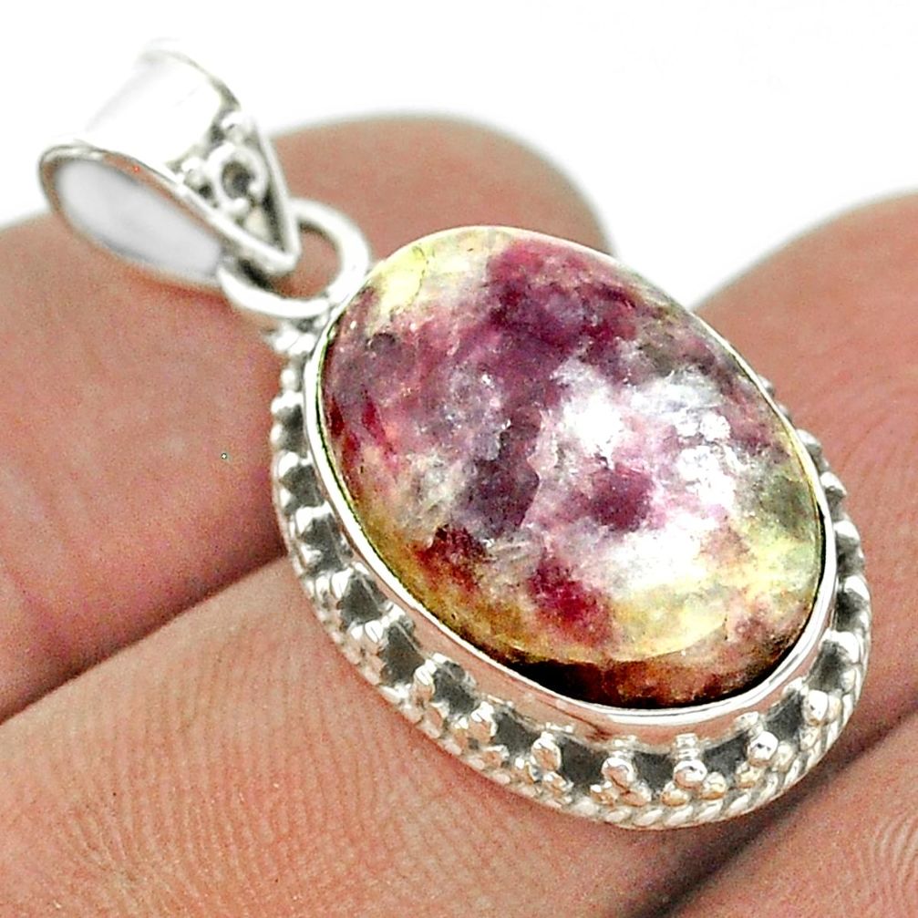 13.77cts natural purple lepidolite 925 sterling silver pendant jewelry t53286