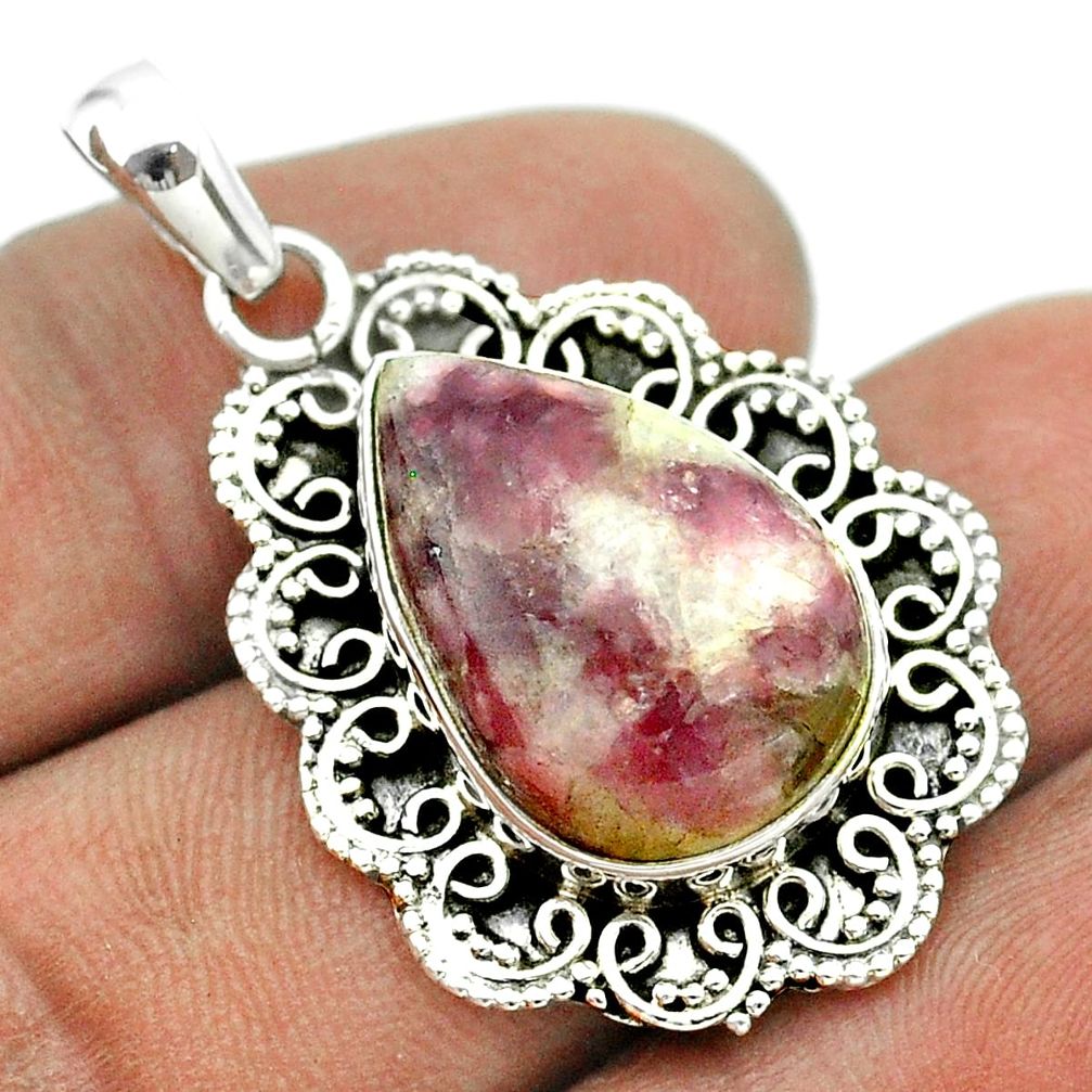 13.71cts natural purple lepidolite 925 sterling silver pendant jewelry t53288