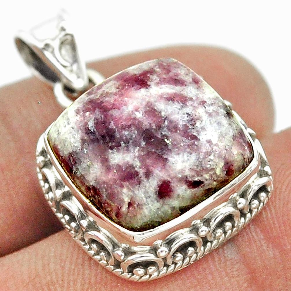 14.41cts natural purple lepidolite 925 sterling silver pendant jewelry t53290