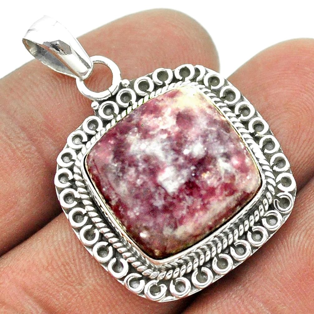 15.74cts natural purple lepidolite 925 sterling silver pendant jewelry t53291