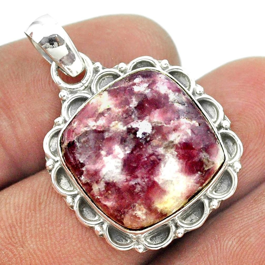 15.85cts natural purple lepidolite 925 sterling silver pendant jewelry t53294