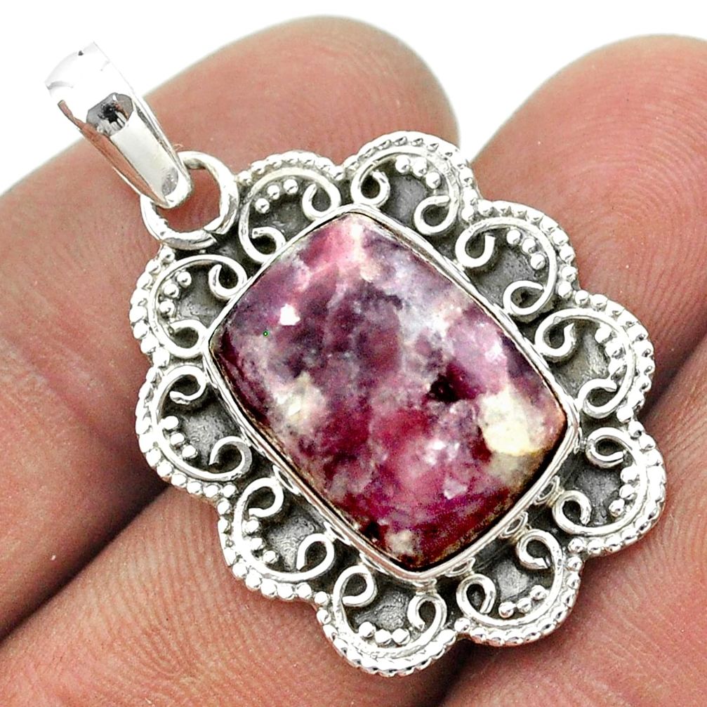 10.35cts natural purple lepidolite 925 sterling silver pendant jewelry t53297