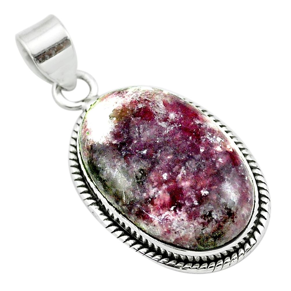 16.20cts natural purple lepidolite 925 sterling silver pendant jewelry t53741