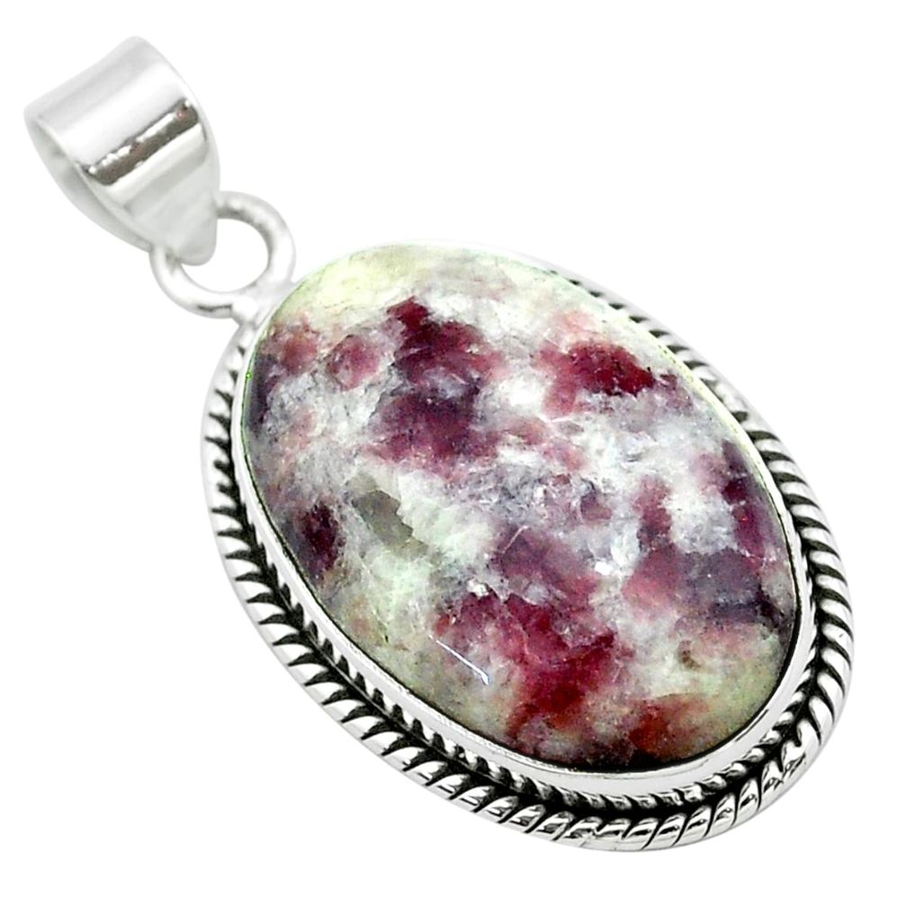 19.20cts natural purple lepidolite 925 sterling silver pendant jewelry t53744