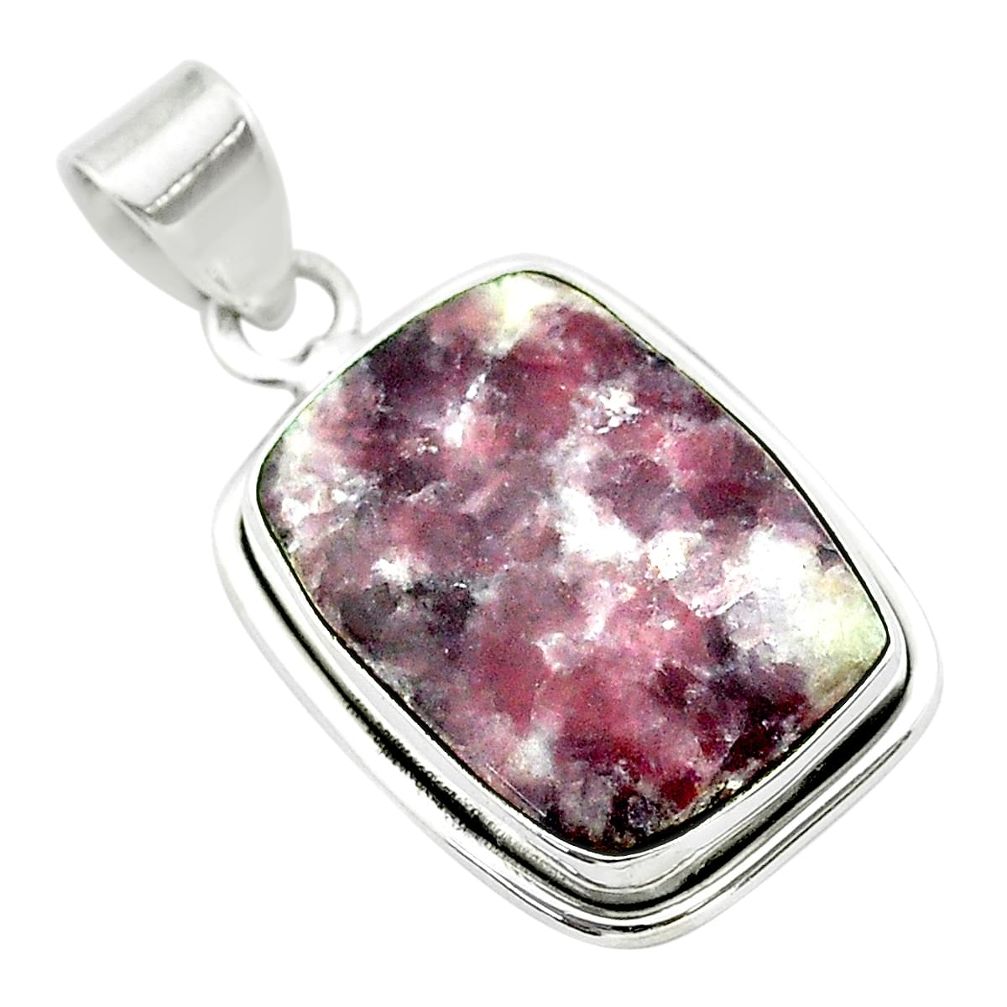 13.70cts natural purple lepidolite 925 sterling silver pendant jewelry t53752
