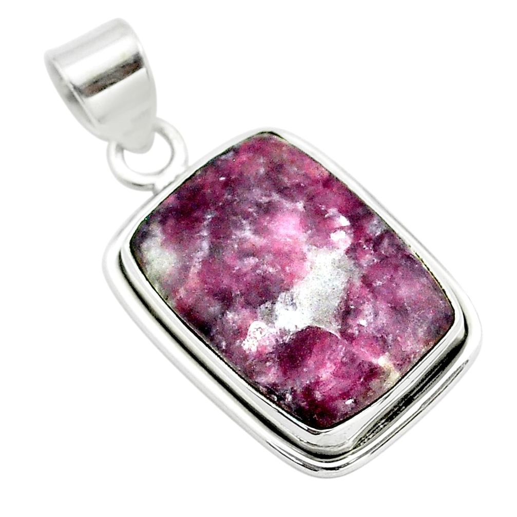 14.68cts natural purple lepidolite 925 sterling silver pendant jewelry t53753