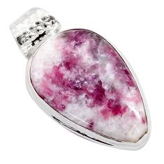 23.11cts natural purple lepidolite 925 sterling silver pendant jewelry t77542