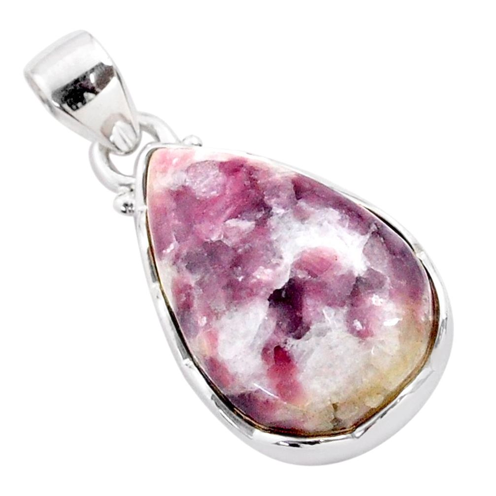 17.10cts natural purple lepidolite 925 sterling silver pendant jewelry t77545
