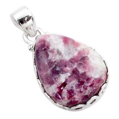 14.12cts natural purple lepidolite 925 sterling silver pendant jewelry t77548