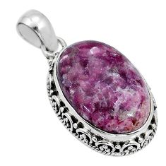 14.21cts natural purple lepidolite 925 sterling silver pendant jewelry u92682