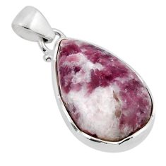 17.40cts natural purple lepidolite 925 sterling silver pendant jewelry y46188