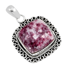 16.17cts natural purple lepidolite 925 sterling silver pendant jewelry y49701