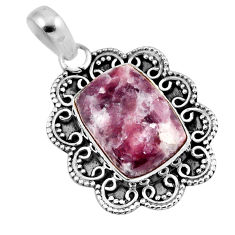 9.04cts natural purple lepidolite 925 sterling silver pendant jewelry y52267