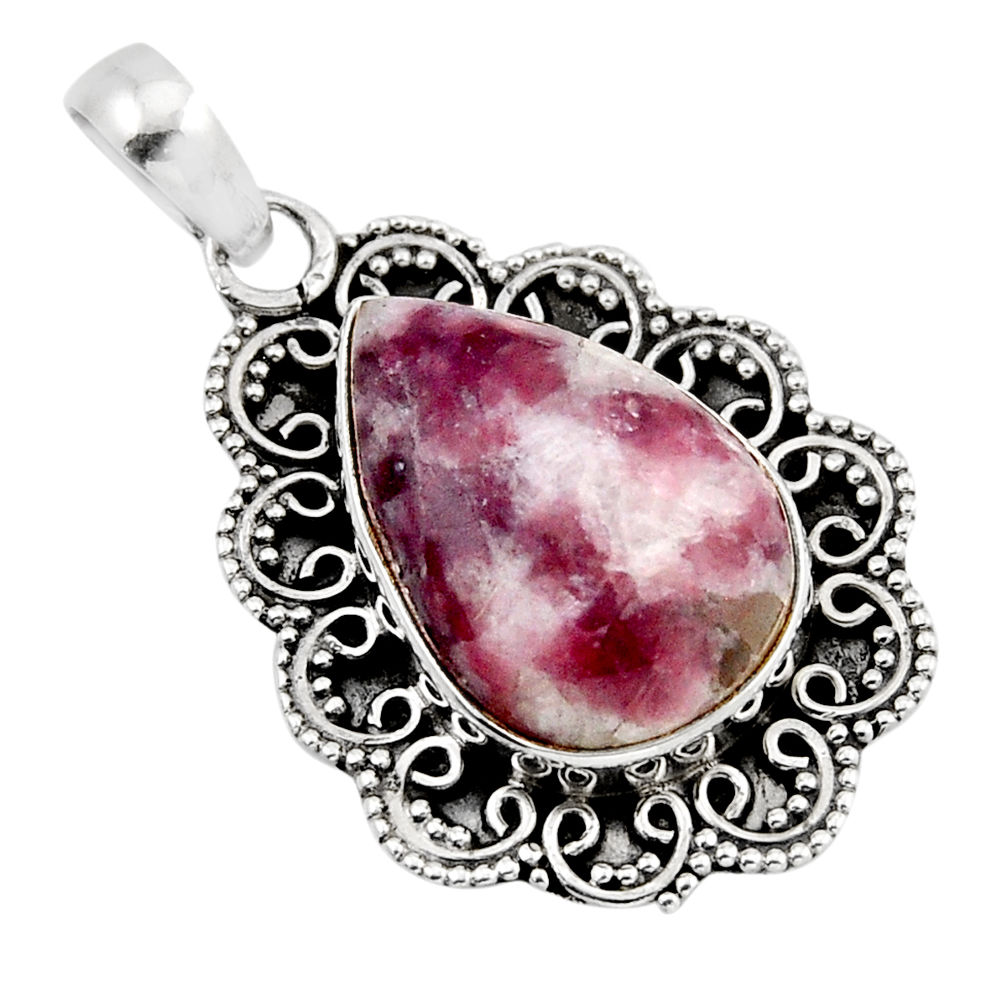 11.89cts natural purple lepidolite 925 sterling silver pendant jewelry y52275