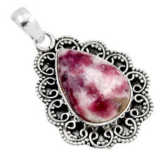 11.89cts natural purple lepidolite 925 sterling silver pendant jewelry y52275