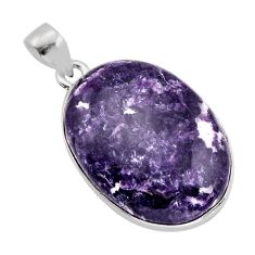 22.00cts natural purple lepidolite 925 sterling silver pendant jewelry y77720