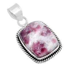 13.94cts natural purple lepidolite octagan 925 silver pendant jewelry y44115