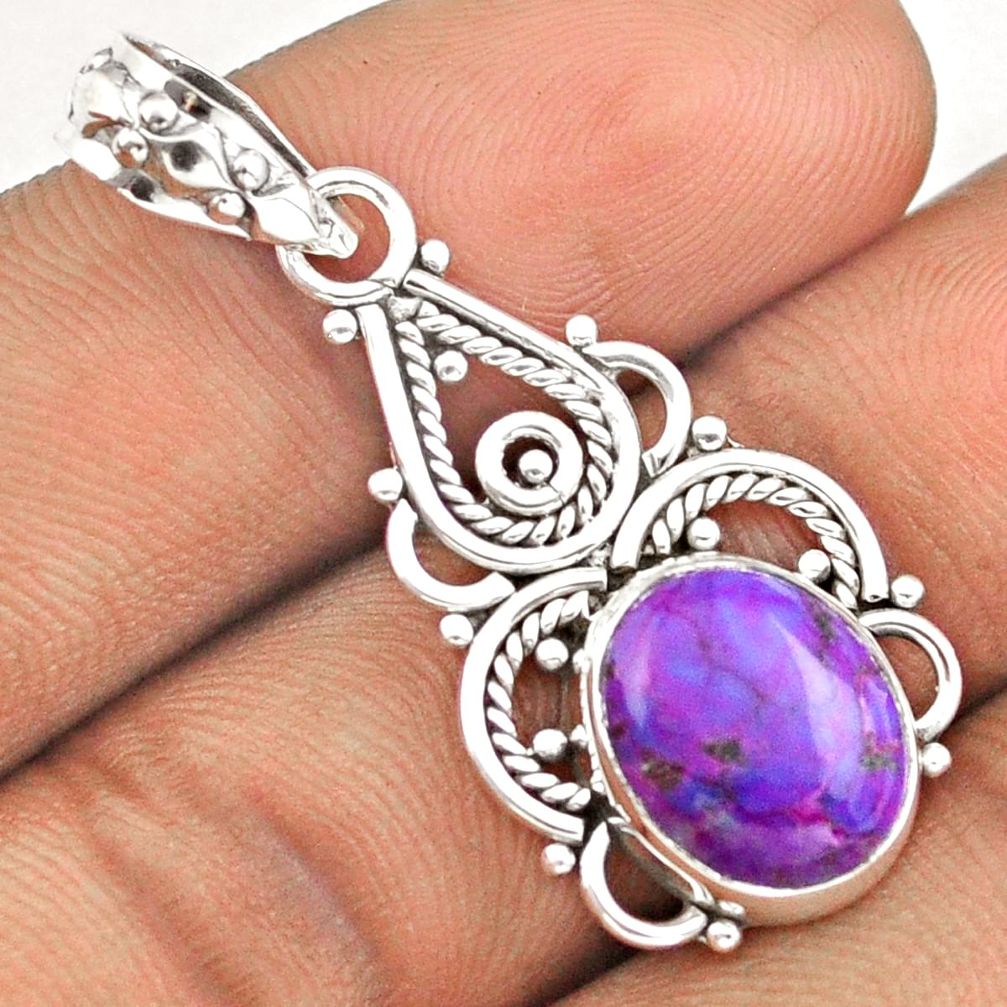 purple mojave turquoise 925 sterling silver pendant u7929